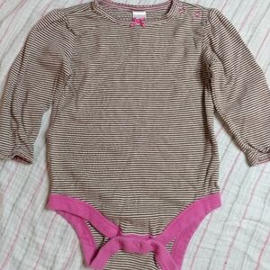 10/$10 GAP Brown Striped Onesie with Long Sleeves